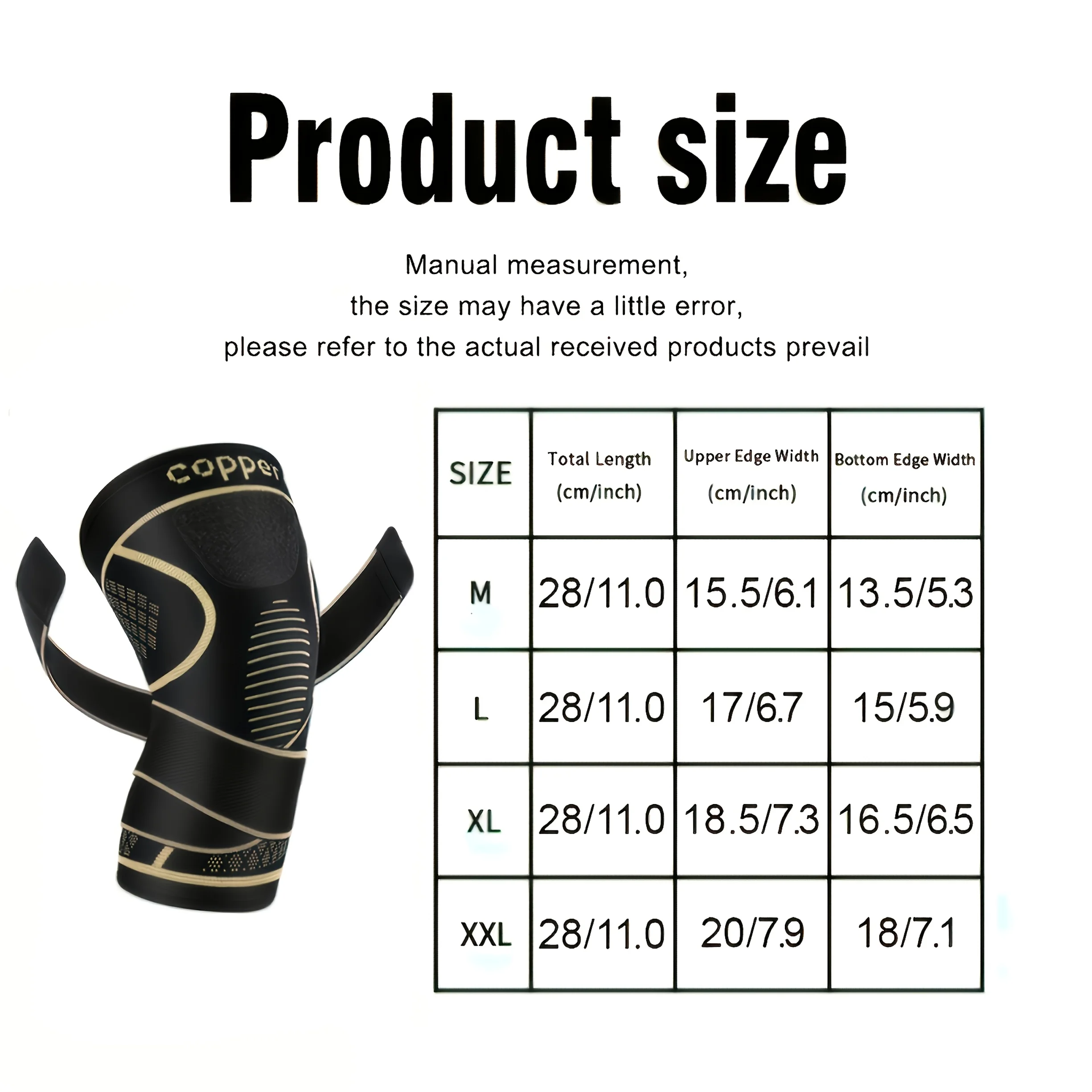 أكمام ركبة نحاسية مع شريطين للرياضة، للرجال والنساء، للجري وتسلق الجبال واللياقة البدنية وكرة السلة #2