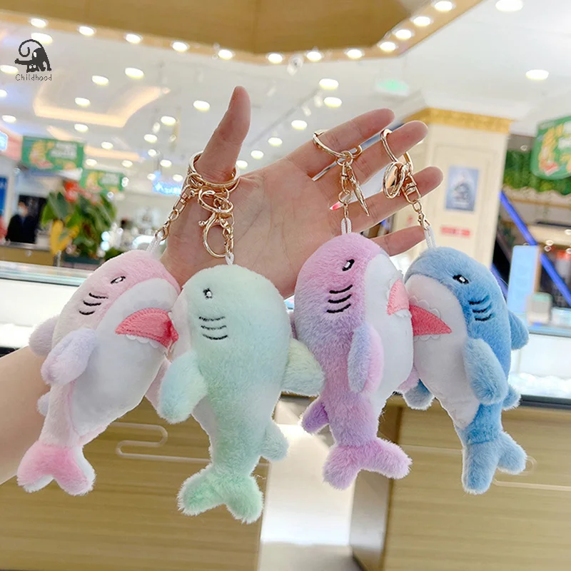 Rainbow Shark Pendant Plush Toy Cute Colorful Deep Sea Dreamy Creatures Pretty Bag Cool Decorate Keychain Birthday Gift