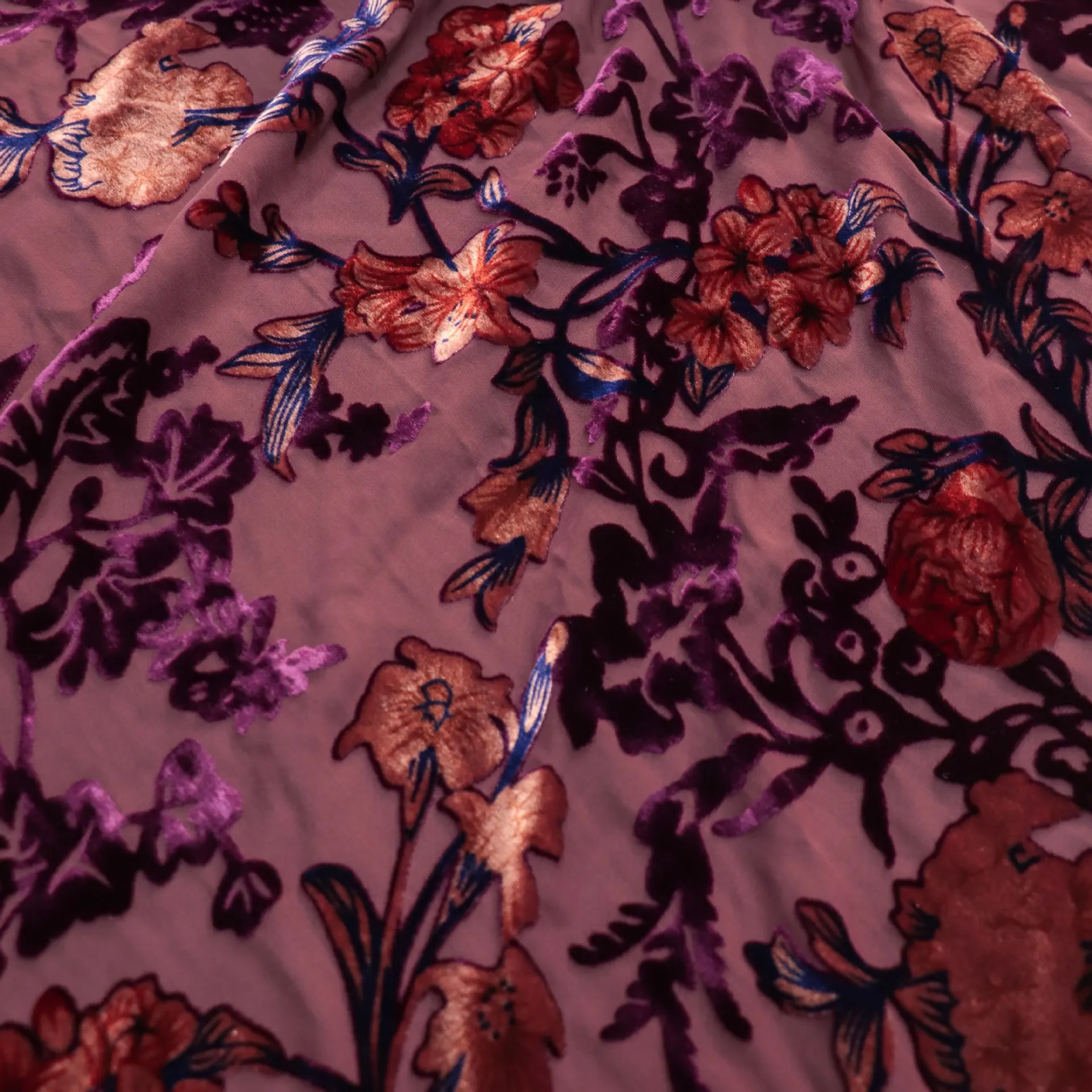

Woven Velvet Embroidered Brocade Sticky Velvet Printed Burnt out Burnt Flower Fabric Nightdress Cheongsam Bed Cover