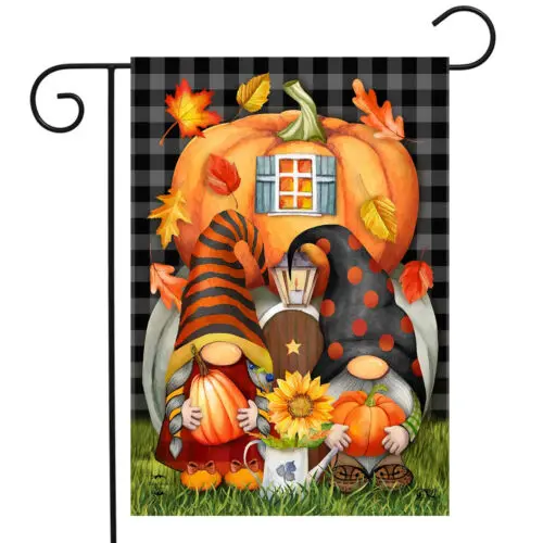 Fall Gnome Home Garden Flag Pumpkins 12.5