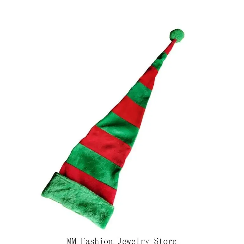 

D0UB Light up Elf Hat Christmas Pile Bonnet Holiday Leprechaun Cheerful Streetwear Blingbling Long Caps Striped Hat Christmas