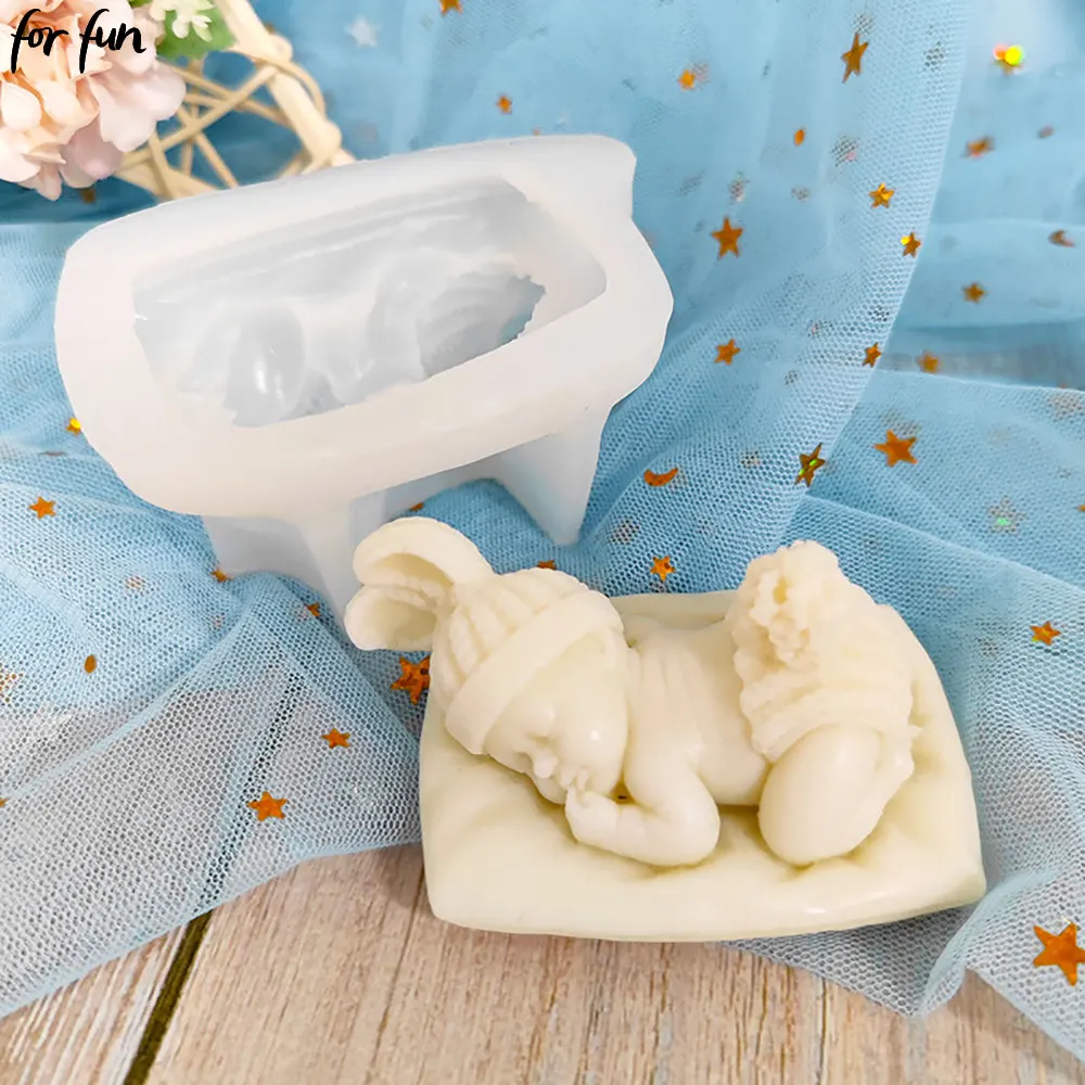 

For fun 3D Sleeping Baby Candle Silicone Mold Chocolate Candy Fondant Mold Handmade Soap Candle Mould Plaster Resin Making Tool