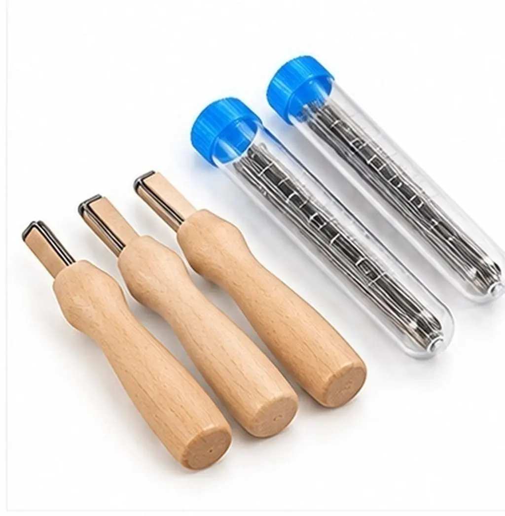 60Pcs Needle Felting Supplies Set 3 Sizes Needles Wooden Grip Handles Clear Storage Bottles Wool Felt Craft Kit