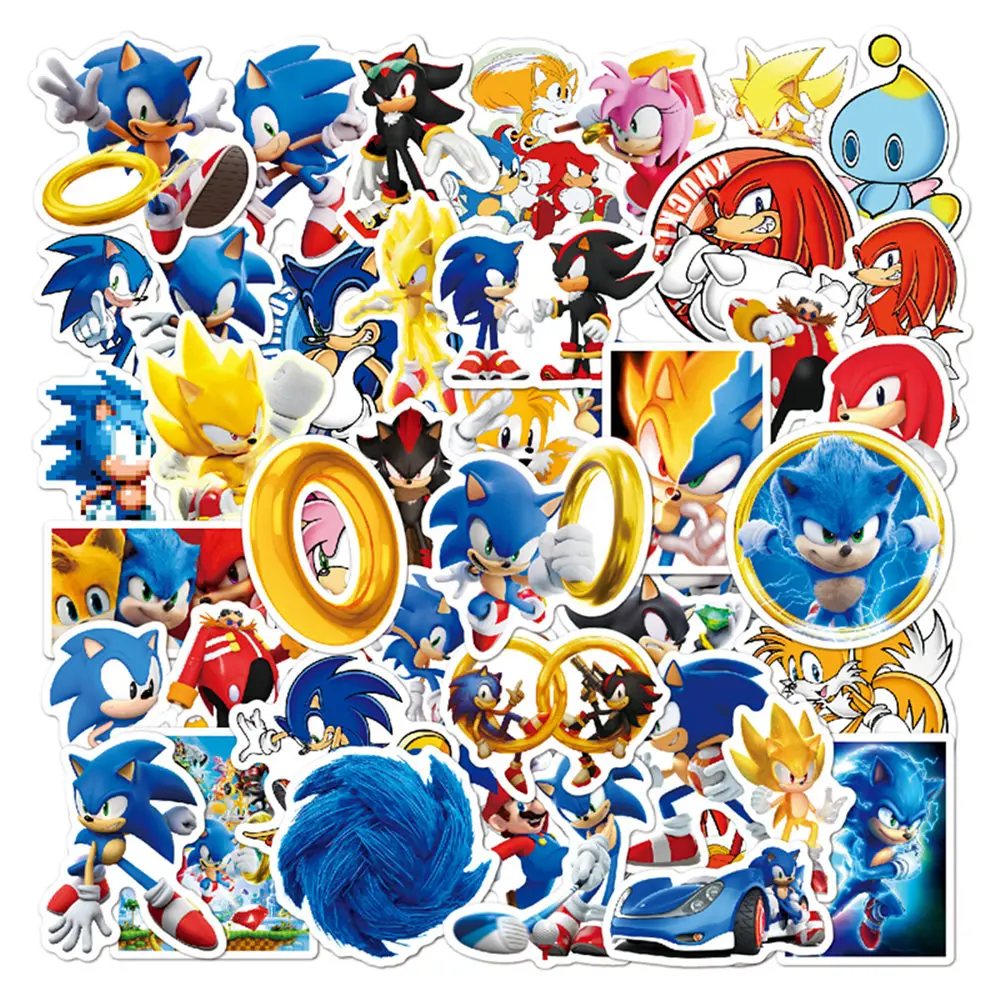 50pcs Game Sonic The Hedgehog  Stickers Movie Decals DIY Laptop Phone Guitar Luggage Bottles Waterproof Gift Sticker Kid Toy