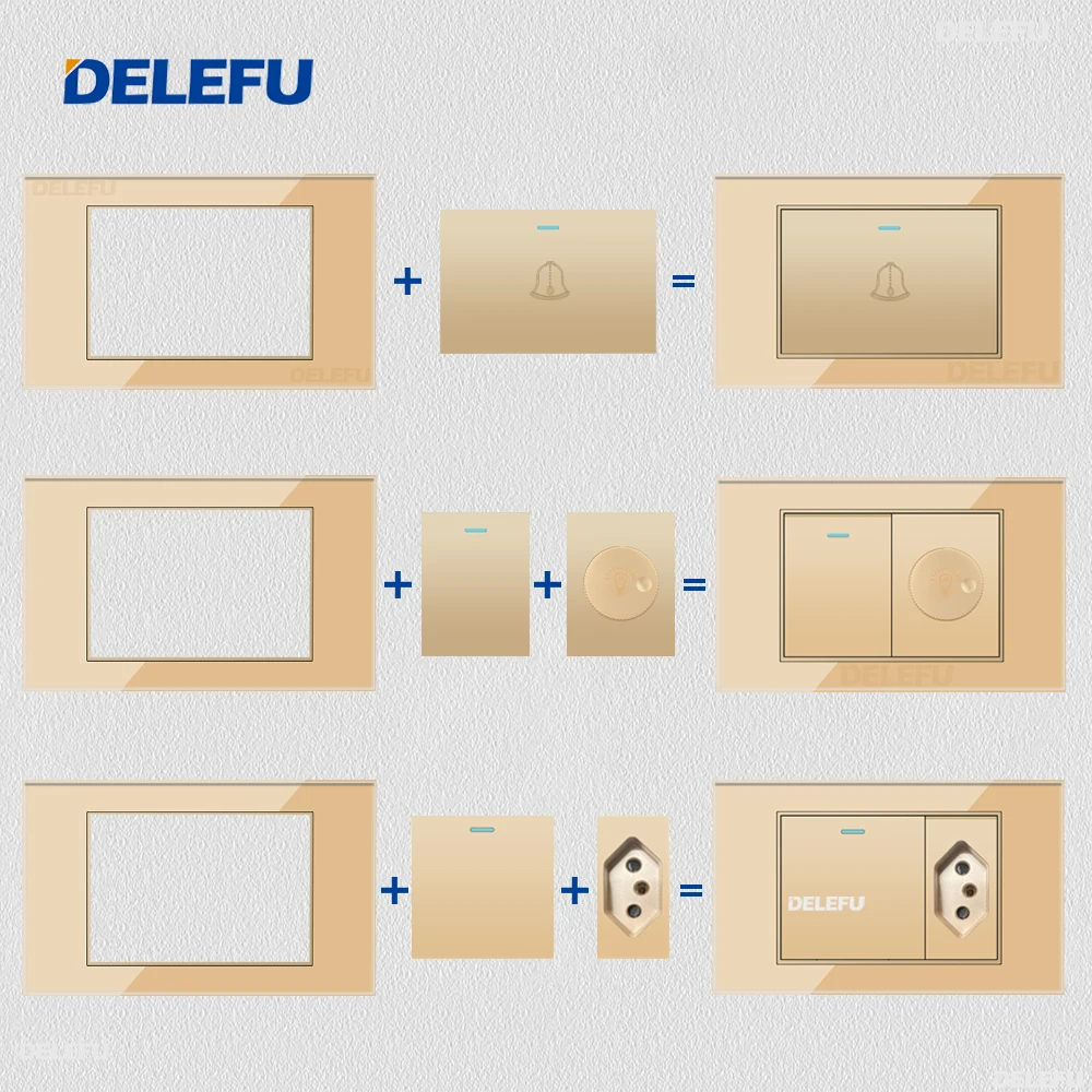 DELEFU Brazil Italy USA EU Standard Free Combination Gold DIY Panel 118mm*72mm