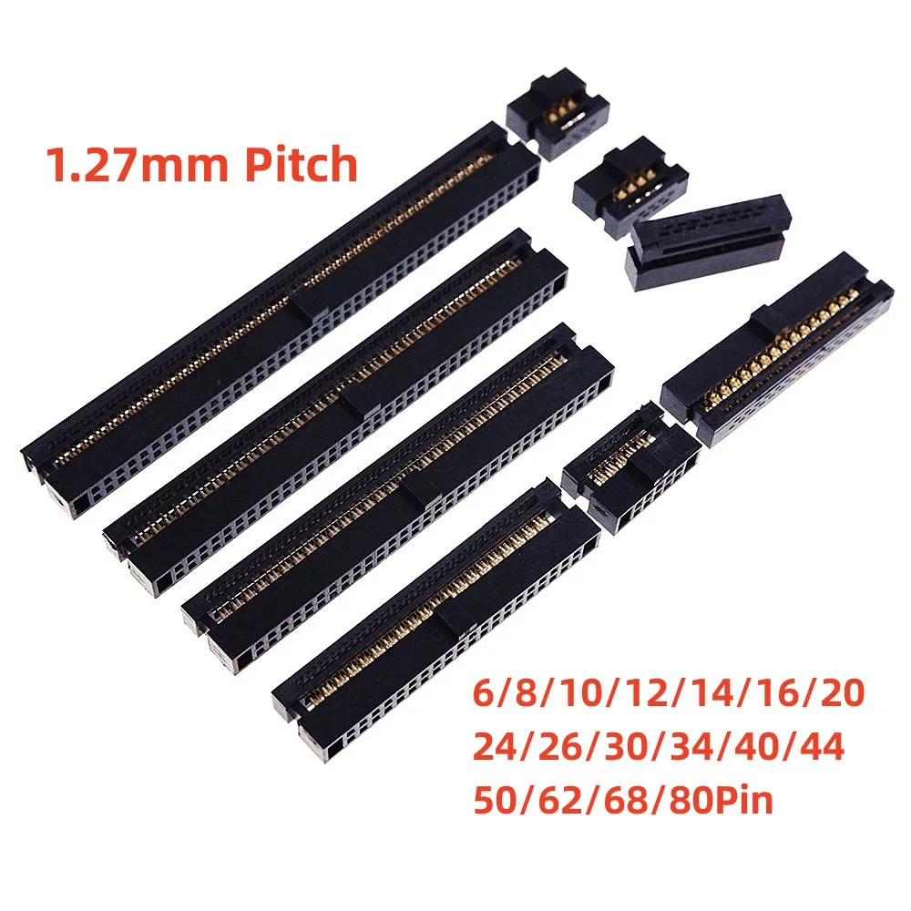 10 100 Pcs 1.27mm Pitch 2x5 Pin 6 8 12 14 16 20 24 26 30 34 40 50 80 Position IDC FC Female Header Socket  Flat Cable Connector