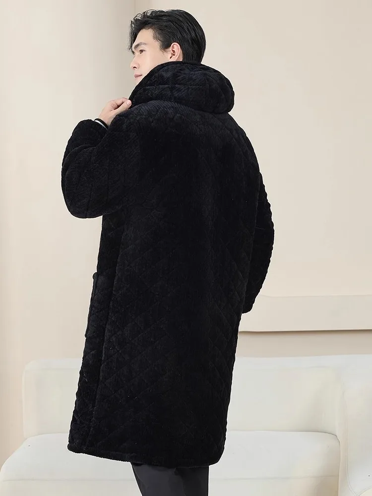 معطف شتوي للرجال من القطن ثينيد طويل فوق الركبة معطف دافئ مبطن من Fce ملابس عمل فضفاضة مناسبة للشباب ular Sle للاستخدام المنزلي