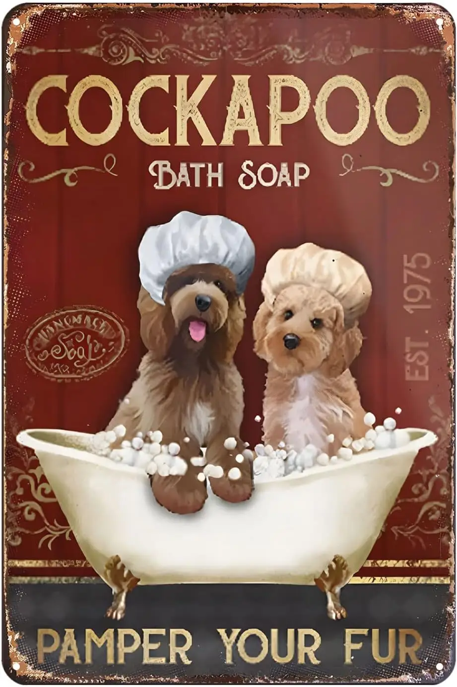 Metal Sign Cockapoo Dog Bath Soap Vintage Kitchen Signs Wall Decor Aluminum Art Signs for Home Bars Restaurants Cafes