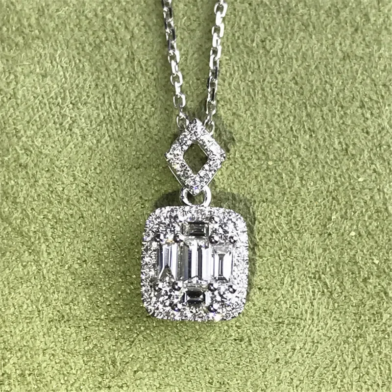 choucong Unique Design Pendant Lab Diamond 925 Sterling silver Party Wedding Pendant with Necklace for women Bridal jewelry