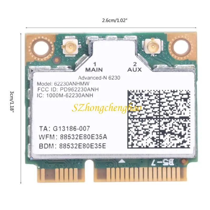 300Mbps 62230ANHMW Half Mini PCIe WiFi Card Wireless WiFi Card 802.11AC Bluetooth-compatible 2.4G/5GHZ Wireless Card 601D