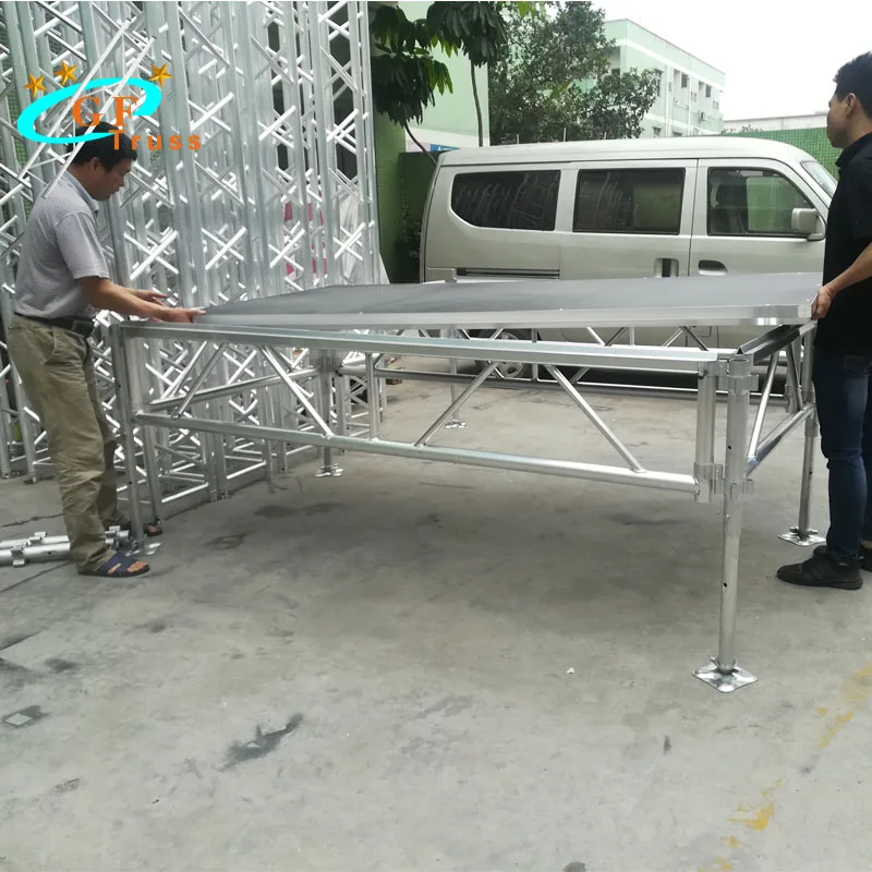 Panggung Lipat Aluminium Mobile 4*8 kaki, Mudah Dipasang, untuk Acara