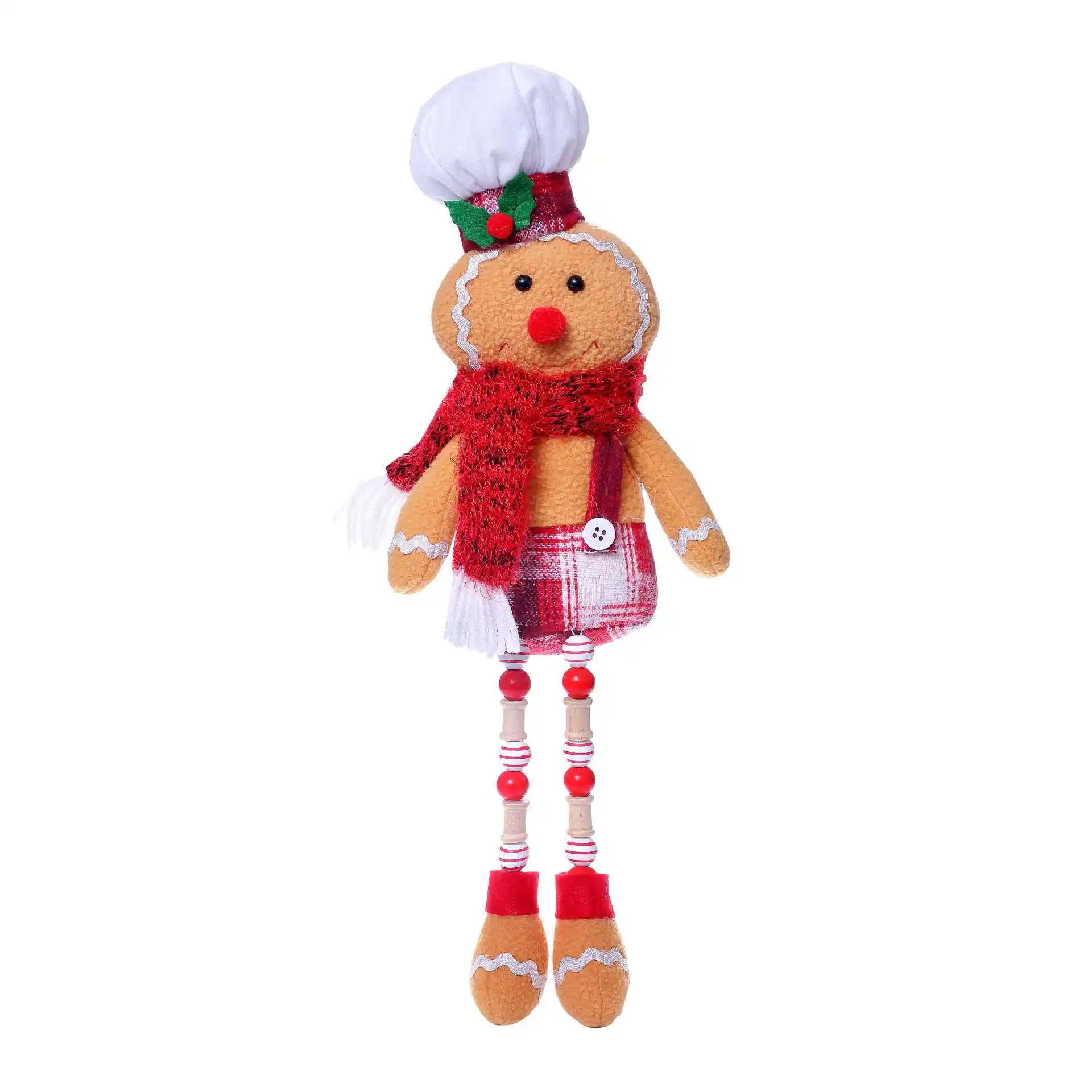 Lebkuchenmann Puppe Holzperlen Puppe Weihnachtsatmosphäre Dekoration Ornament Home Festival Zwergpuppe Dekoration Lieferungen Neu – Detail 6