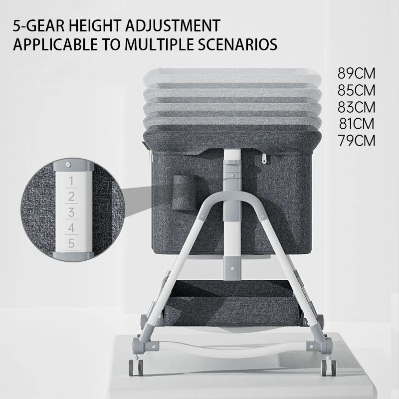 Crib ทารกแรกเกิดเตียง Splicing Big Bed Shaker เด็กเตียงเปลเตียง Multi-Functional Mobile พับ Mute Implementation