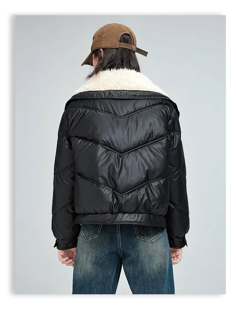 أزياء طية صدر السترة الياقة الشتاء الجديدة الملابس المبطنة بالقطن قصيرة الدافئة سميكة سترة النساء #6