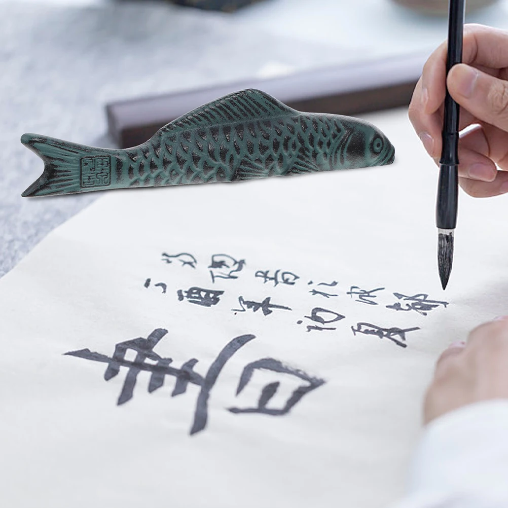 

Carp Shape Cast Iron Paperweight For Calligraphy Sumi Drawing Chinese Painting Supplies Desktop Decor Brush Holder Paper