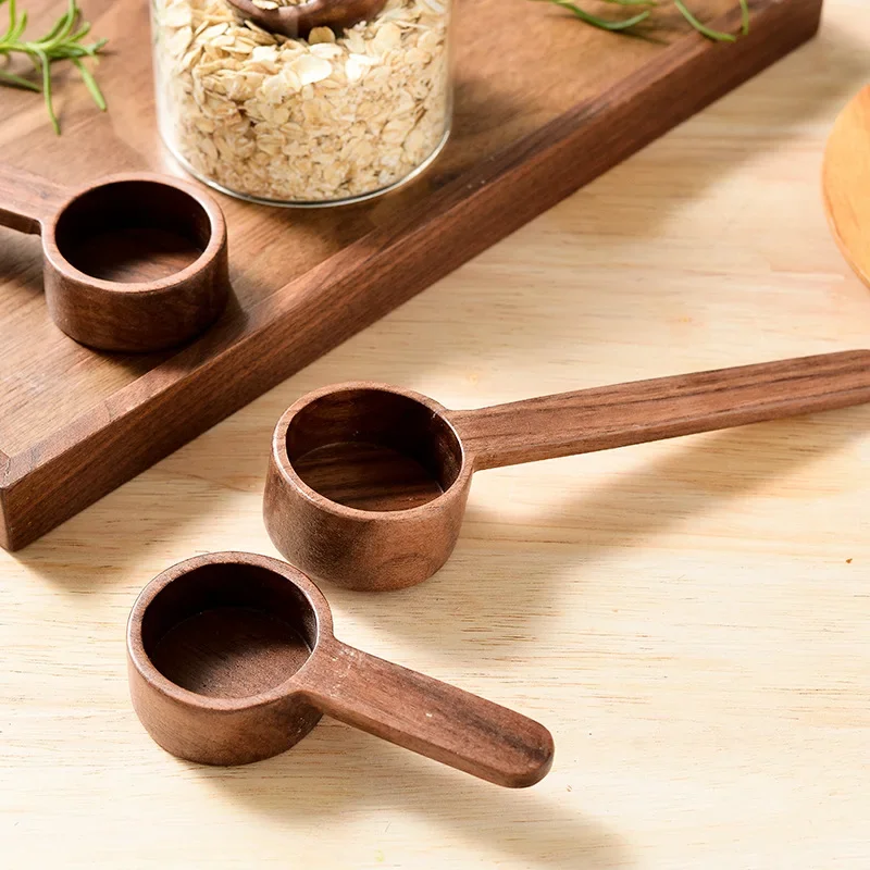 

Home Black Walnut Measuring Spoon Set Kitchen Spoon Long and Short Handle Coffee Measuring Spoon Wooden Coffee Measuring Tools