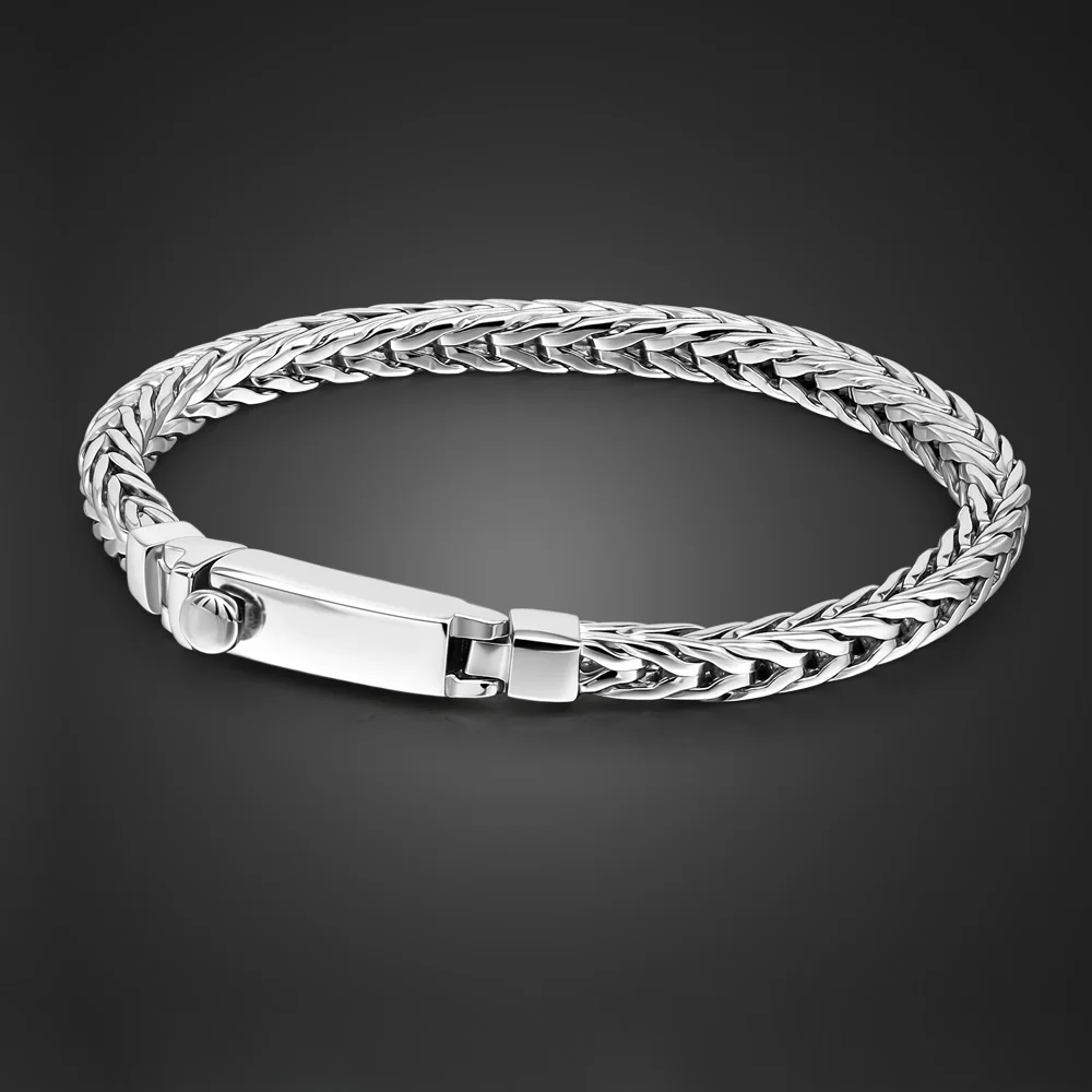 

Men 100% 925 Sterling Silver Square Byzantine Bracelet 4MM 7 "-9 "Chopin Chain Franco Link Bangle Teen Boy Cuff Jewelry Gift