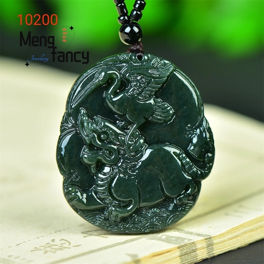 

High-grade Popular Natural Hetian Jade Qingyu Kirin Fairy Crane Pendant Exquisite Fashion Jewelry Mascots Luxury Holiday Gifts