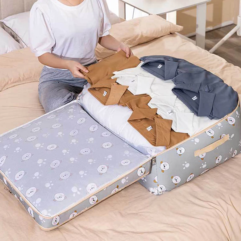 Bolsa de almacenamiento plegable de 2 capas, organizador de ropa, sábanas, colcha, almohada, armario, a prueba de agua, gran capacidad, Jeans, suéter
