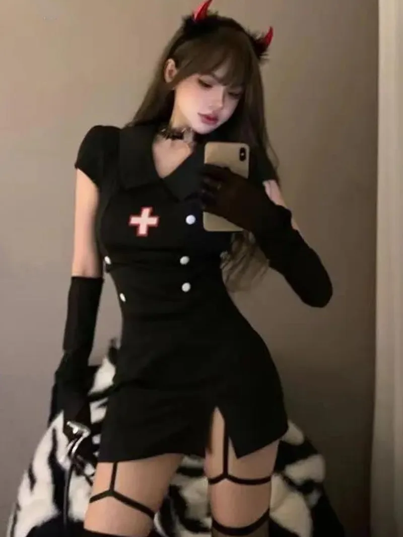 Sexy Lingerie Pure Desire Cosplay Nurse Uniform Passionate Bodycon Dress Set Halloween Maid Uniform Dress Charming Elegant NB2M