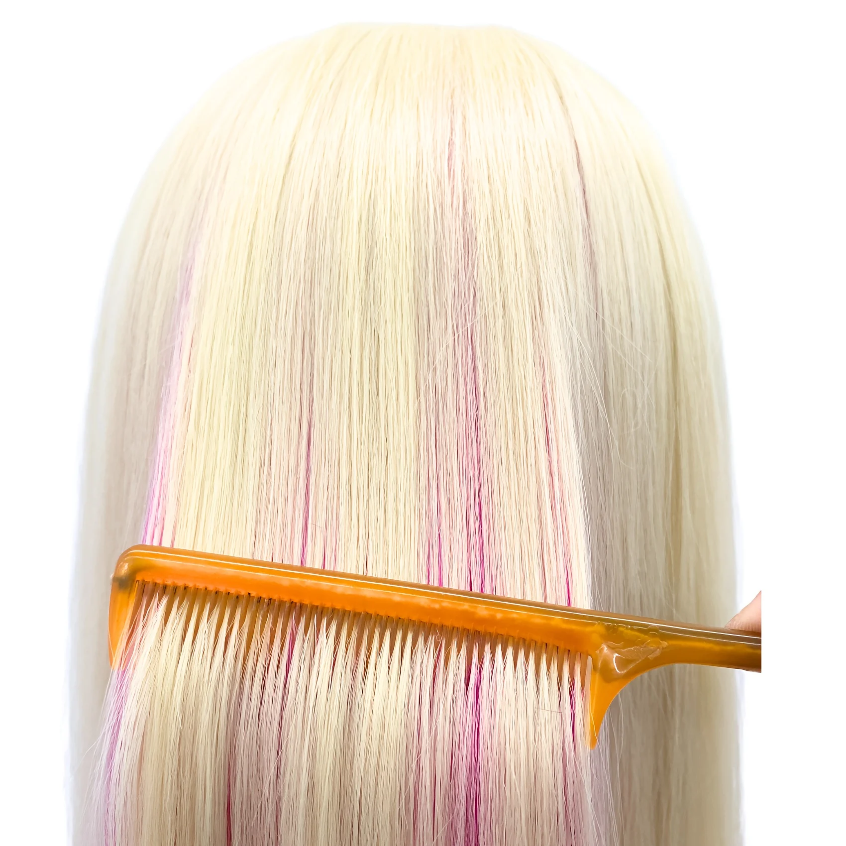 Testa di manichino con capelli colorati da 26 pollici, capelli sintetici ad alta temperatura, per esercitazioni di intrecciare i capelli e esposizione di modellismo