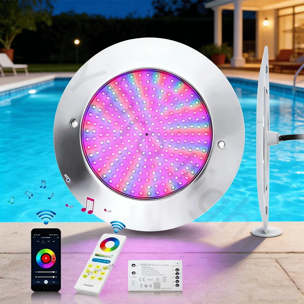 

Подводные RGB-светильники 35 Вт, 12 В, IP68, светодиодные светильники для бассейнов 12 Вт, 18 Вт, 25 Вт, управление через мобильное приложение, декоративные светильники для вечеринок у бассейна, фонтанные лампы LED