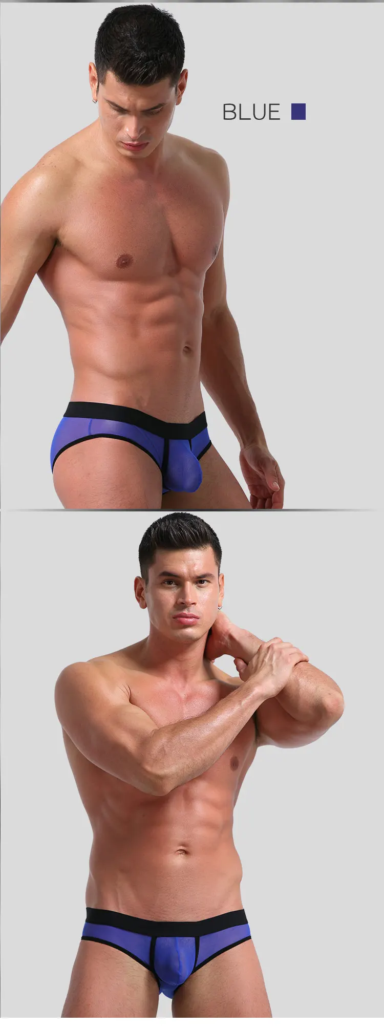 Translucent Men Mesh Underwear Sexy Thin Perspective Briefs Mid-rise Male Slips Homme Panties Erotic Breathable Underpants Cueca