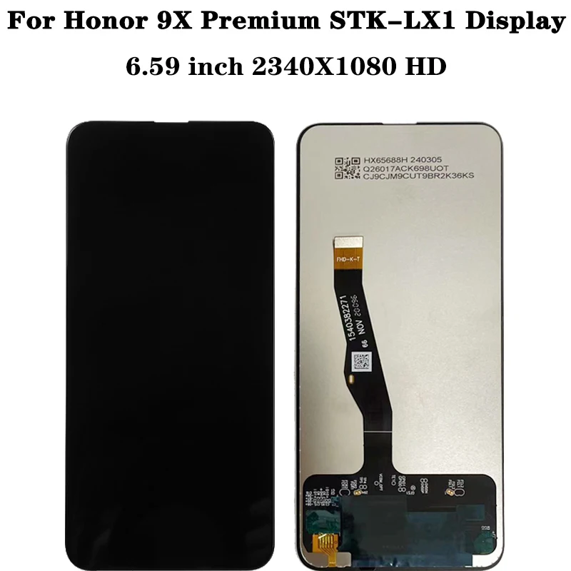 Test New 9x LCD For Huawei Honor 9X 9 X Premium Global STK-LX1 LCD Display Touch Screen Digitizer Assembly+Frame