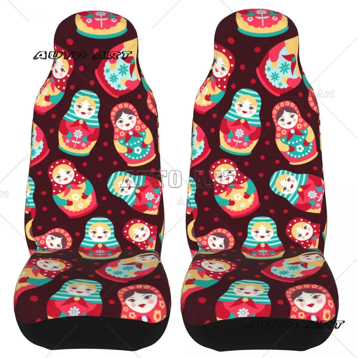 Matryoshka Russian Doll Pattern Car Seat Cover Four Seasons AUTOYOUTH Cartoon Anime Plaid Car Seat Mat Fabric Seat Protector