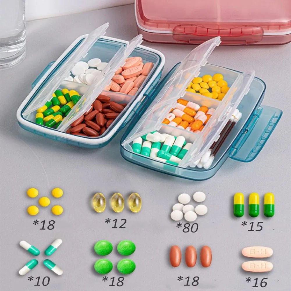 Large Pill Box 7 Days Pill Vitamin Organizer Case Waterproof Pillbox Medicine Splitters Tablet Storage Jewelry Compartment Box