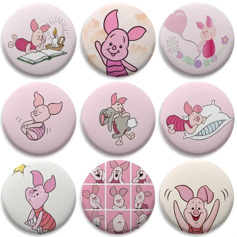 

Piglet Cute Pig Cartoon Pink Badges Round Exquisite Badge Brooches Creative Pins For Clothes Hat Backpack Gift Accessories