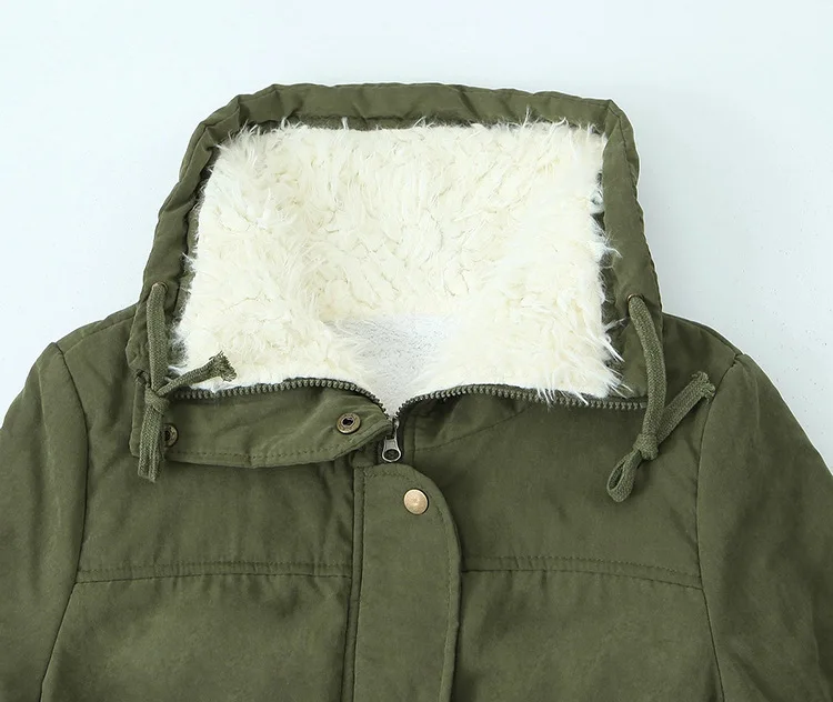 Neue Damen Winterjacke mit Baumwollfüllung 2026 Damen Mittellange Warme Lammfell-Steppjacke Übergrößen Damenparka Oberbekleidung – Detail 10