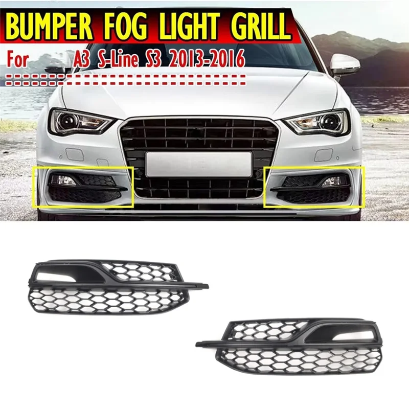 

X39A-Автомобильный передний бампер, гоночная решетка, крышка для A3 S3 S-Line 2013-2016, сотовая сетка, противотуманная фара, решетка, лампа