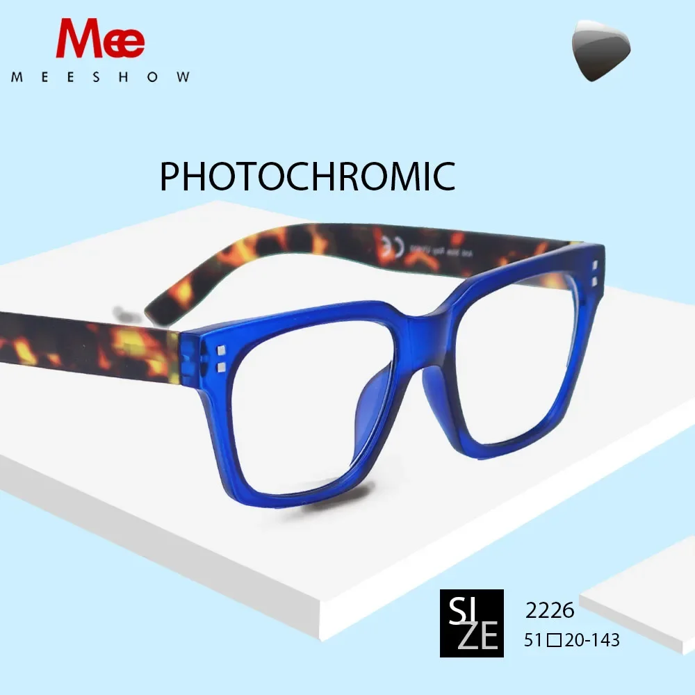 Meeshow-photochromic sunglasses for men square glasses with blue light blocking outdoor UV400 vintage Driving Eyewear Sun 2226