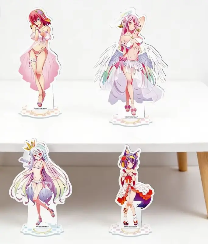 Anime NO GAME NO LIFE Sora Shiro Hatsuse Izuna Jibril Steve·D·Nopant Acrylic Stand Model Plate Keychains Desk Decor