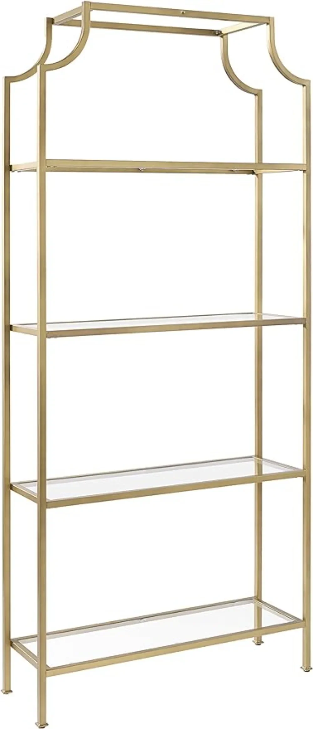 Crosley Furniture Aimee Etagere Bookcase - Gold and Glass, suitable for living room study bedroom