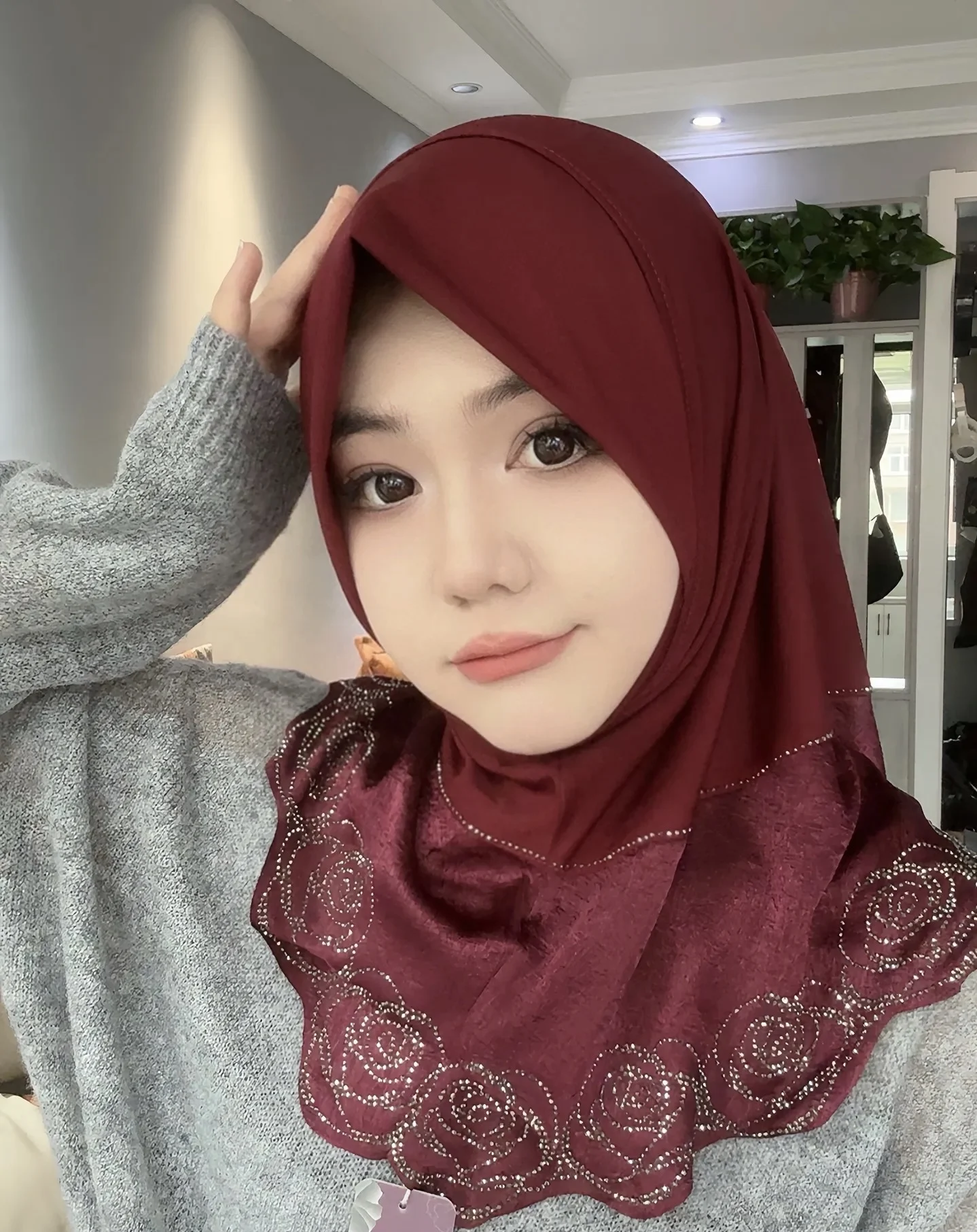 

2025 Luxury Elegant Muslim Rose Instant Islam Hijab