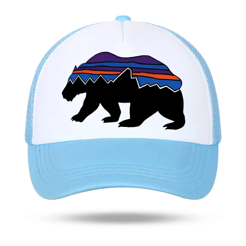 Moon Mountain Baseball Cap Bear Visor Mesh Hats Men Women Rainbow Animal Hip Hop Hat Cool Summer Hiking Camping Baseball Caps