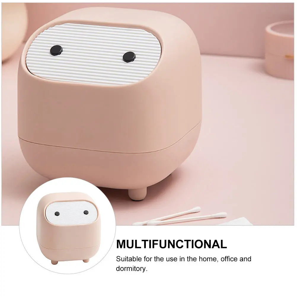 

Vacuum Mini Trash Can Office Small with Lid Waste Paper Basket Plastic Pp Desktop