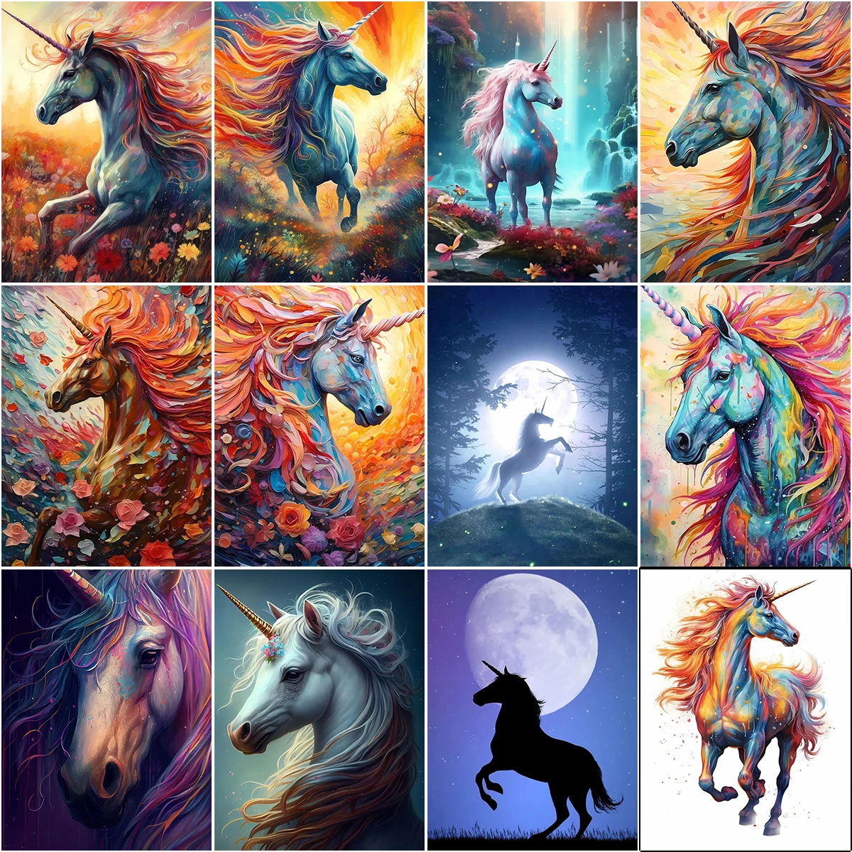 

Colorful Unicorns Personality DIY Full Drill Diamond Decorative Painting