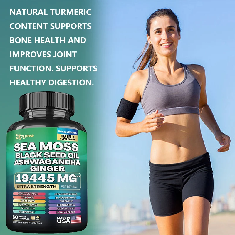 Seaweed, Black Oil Seed, Ashwagandha, Ginseng Extracts To Support Gut Health, Digestion, Joints, for Men and Women