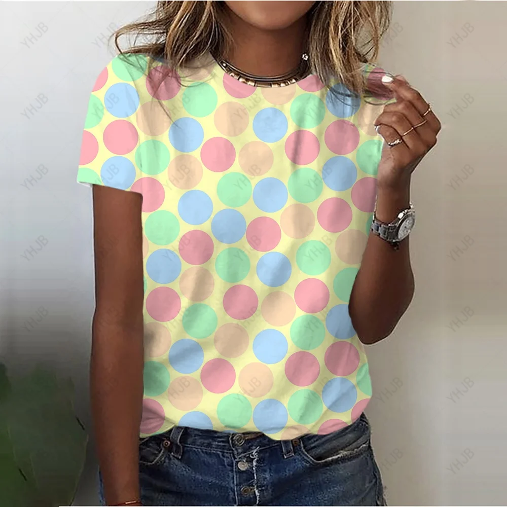 

Women T-shirts Dot printing Short Sleeve 90s Trend Ladies Print Lady Womens Graphic T Top Shirt Female Tee T-Shirt Woman Clothes