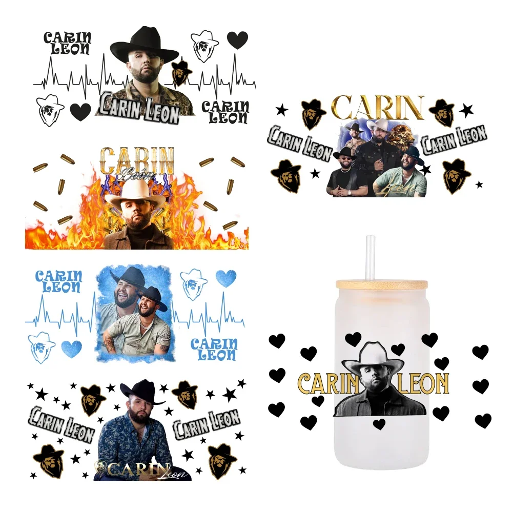 

Mexican singers Carin Leon For Libbey 16oz Can Glass 3D Waterproof UV DTF Coffee Can Wrap Libbey Glass Wrap