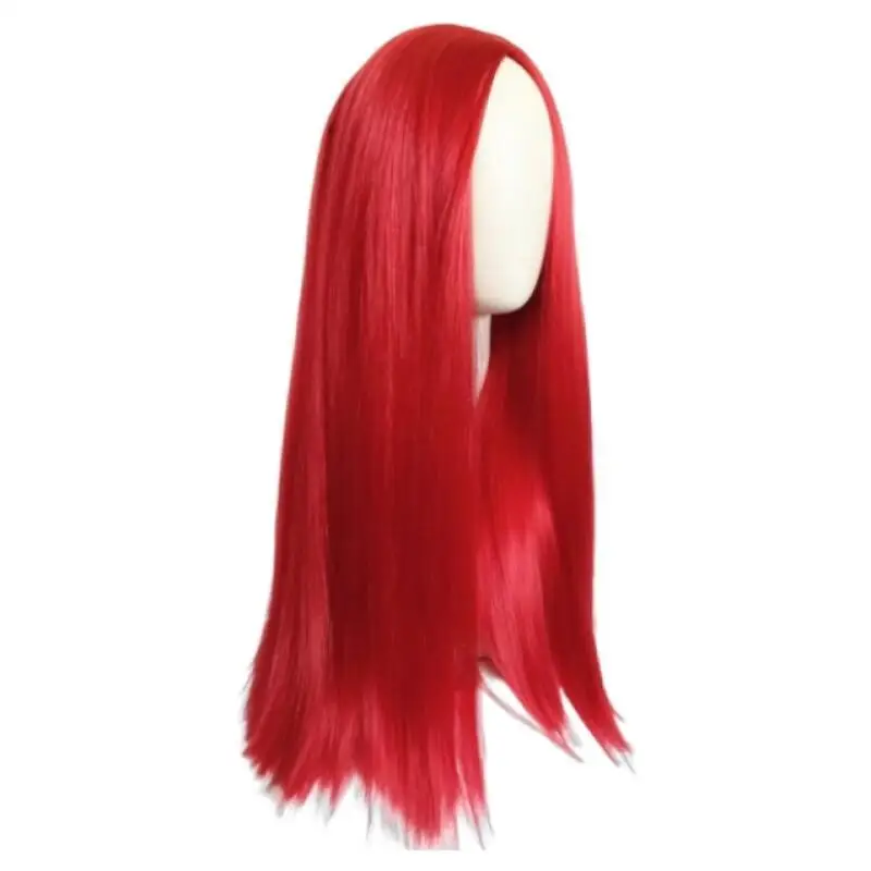 Perruque de Cosplay Anime The Nightmare Before Sally pour femmes, cheveux synthétiques longs rouges d'halloween avec raie centrale 70CM, accessoires de perruques