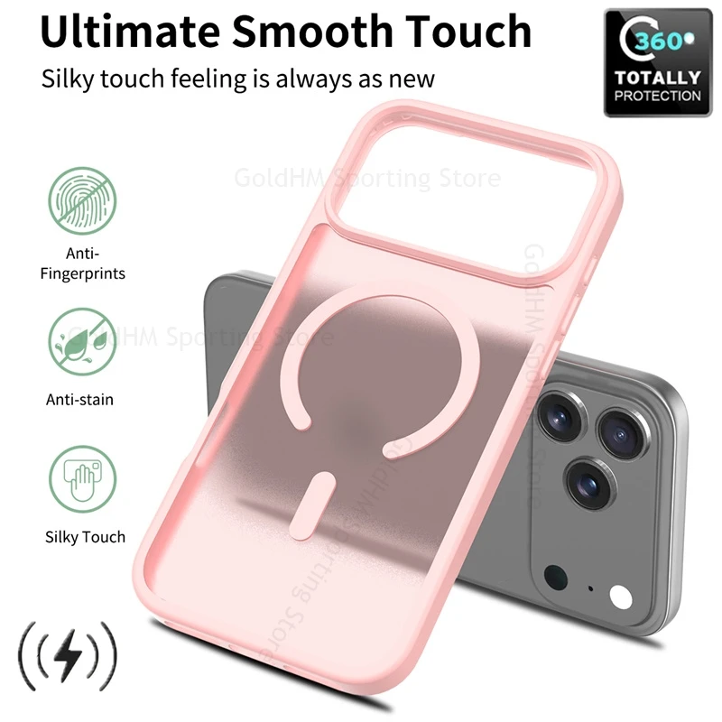 

Полупрозрачный матовый чехол Skin Feel для iPhone 17 Air 16 Pro Max для Magsafe Magnetic Candy Tough Cover для Apple 17 15 14 Pro Max