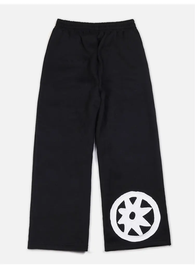 BSLM Jogginghose Gerade Geschnittene Weite Sweathose Unisex Baggy Jogginghose mit Aufnähern Sportliche Hose für Männer und Frauen Übergroße Loose-Fit Hose – Detail 12
