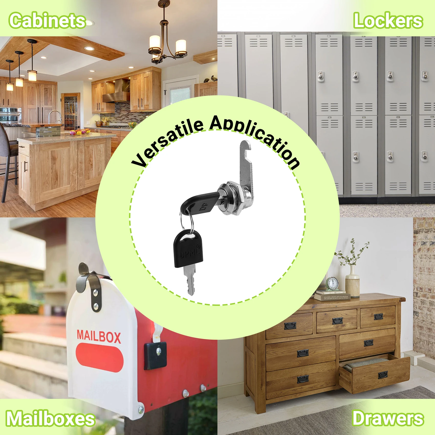 

ABKN-10 Set Security Lock Metal Cylinder Cabinet Locker Cam Lock With Keys Security Mailbox Lock Drawer 16Mm