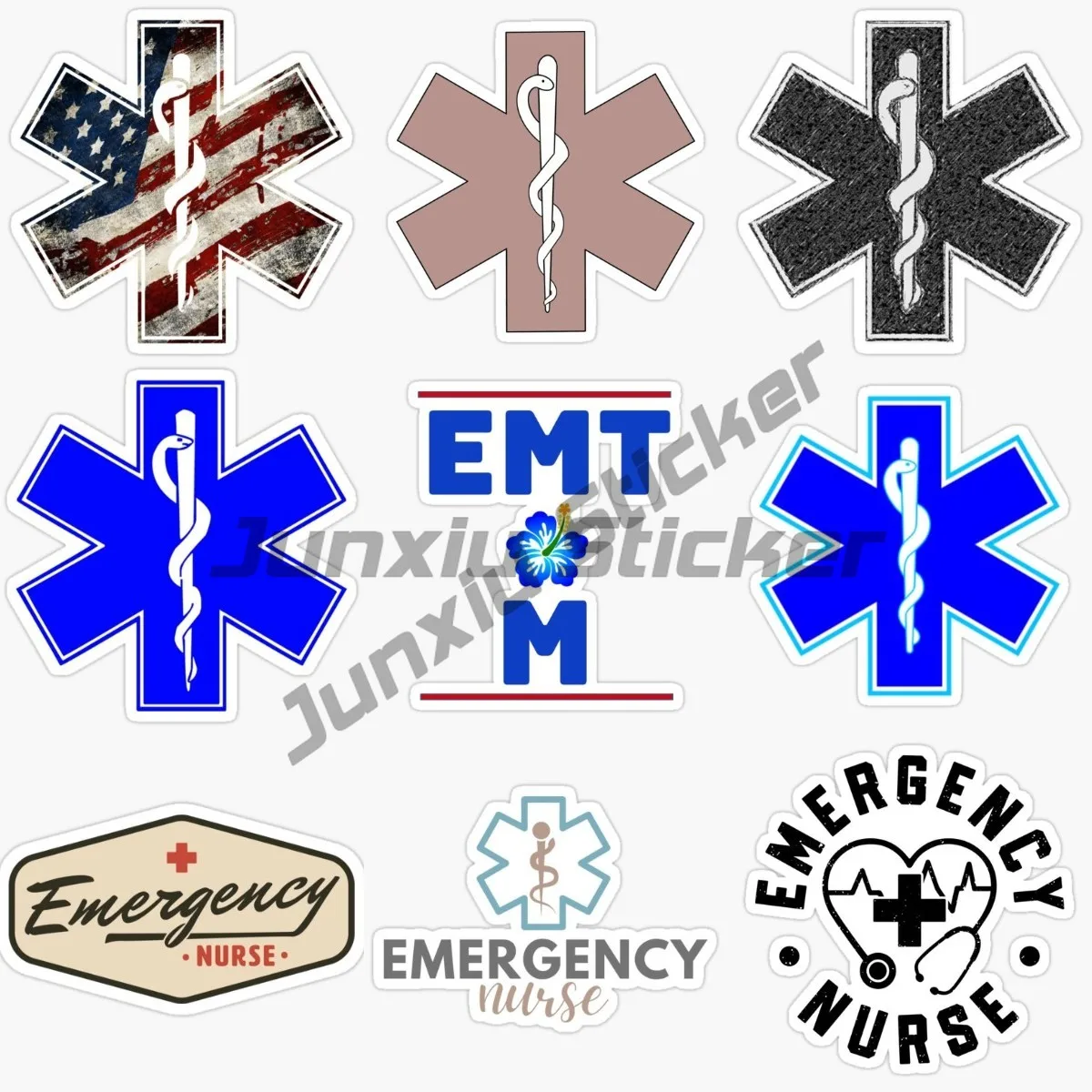 

Funny Car Stickers Star of Life Sticker EMT Medical Emergency Sticker Styling Waterproof Sunscreen Decal Vinyl Decal