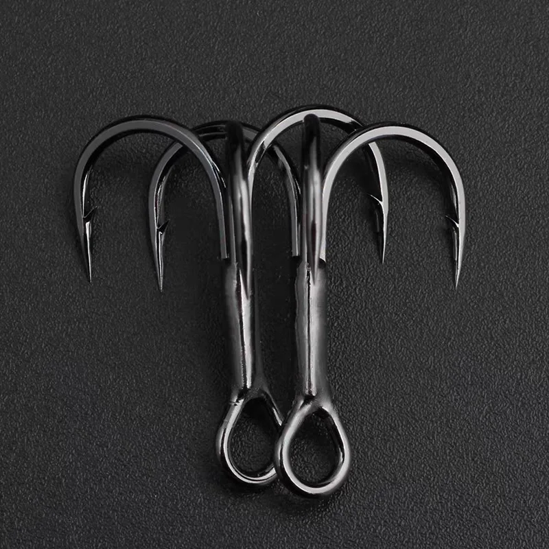 BKKBT621-Black Nickel Treble Hook Lure Sea Fishing Three-Claw Anchor Hook Barbed Trident Hook Blood Trough Fishhook