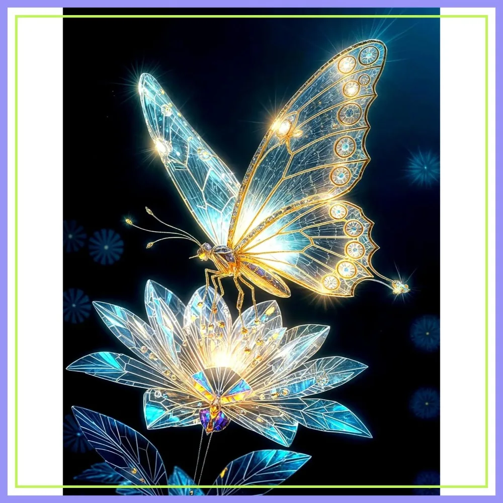 

5D Diamond Art Kits for Adults, Light and Butterfly DIY Paintings, 12x16in Wall Decor, Gift for Art Lovers